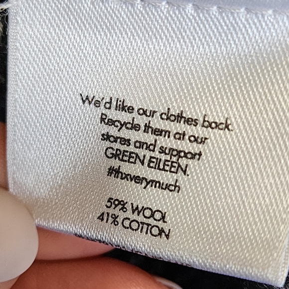 Eileen Fisher Blazer Jacket Wool Cotton Knit Herringbone Band Collar Gray M - Picture 7 of 7